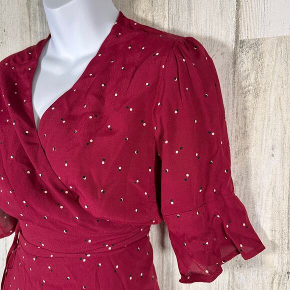 Rails Aimee Dress M | Rouge Offset Dot | Ruffle Hem | 100% Rayon | MSRP: $208 - Picture 4 of 11